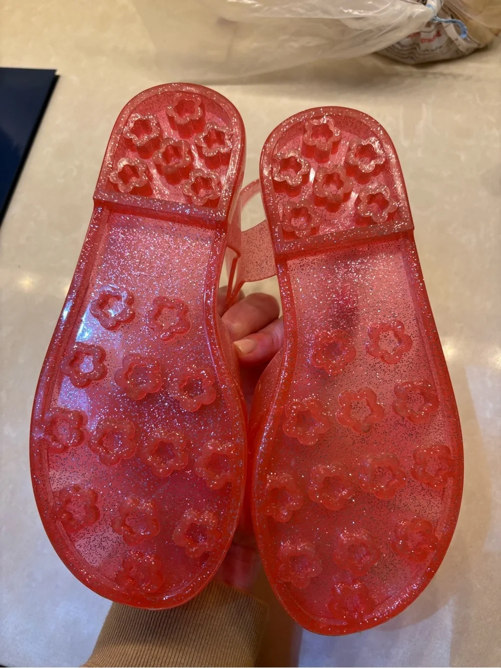 GAP Kids Red Glitter Jelly Sandals